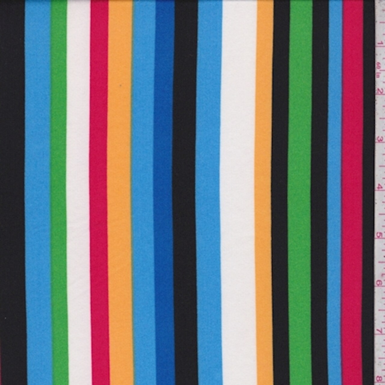 Blue/Green/Pink Stripe Double Brushed Jersey Knit Fabric By the Yard